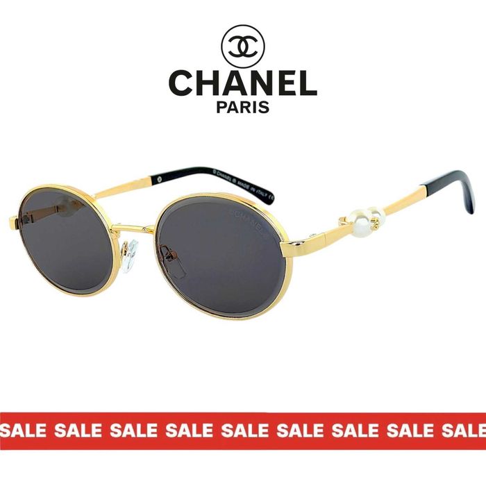 Chanel Paris 2026 дамски слънчеви очила с обла форма и Перла в рамката