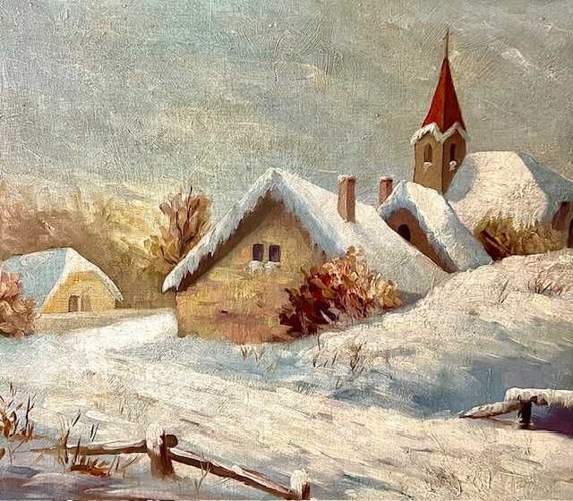 "IARNA" Tablou f VECHI, semnat , ulei pe panza, 70x50cm