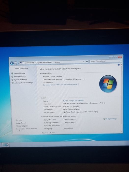 Laptop Lenovo Thinkpad  E335 AMD E2-1800 APU , 4 GB RAM , HDD 320 gb , Windows 7