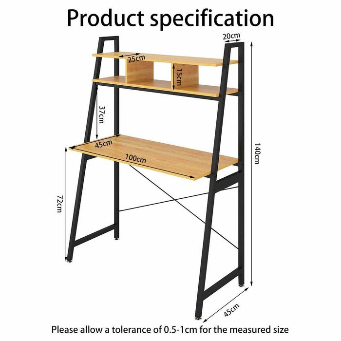 Бюро ученическо, офис, индустриален стил, Модерен, библиотека 2 рафта
