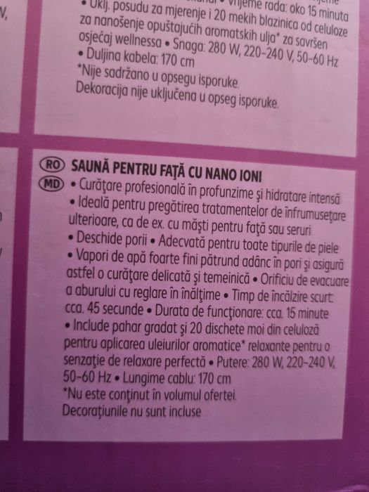 Saună pentru față cu nano ioni