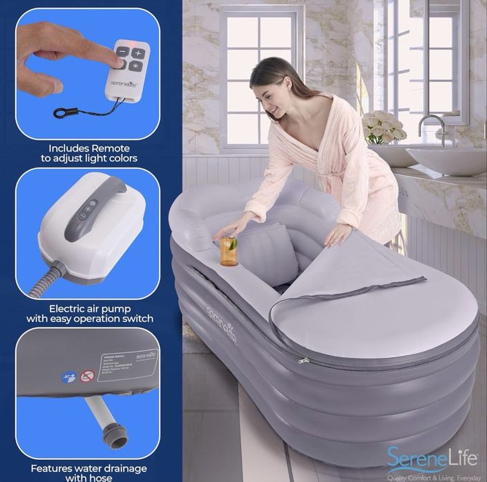 Cadă de baie SereneLife Spa cu saltea de masaj cu bule