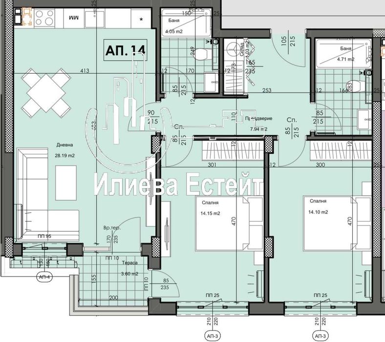 Продава се Тристаен апартамент в Пловдив, Гагарин - 108 кв.м за 1049 €/кв.м - Снимка #3