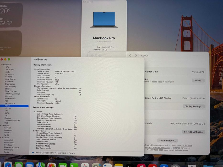 Apple Macbook Pro 16 M3 Pro 36 GB Ram 1024 GB Disk