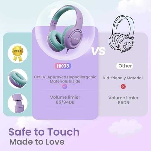 Нови Детски over-ear слушалки Acer HK03 за таблет училище пътване сгъваеми с лимит на звука