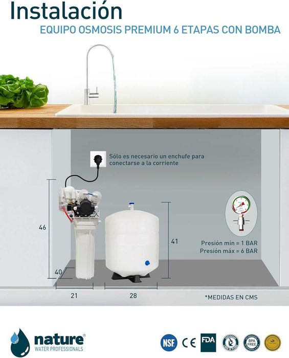 Система за обратна осмоза NATURE WATER PROFESSIONALS Premium 6 с помпа