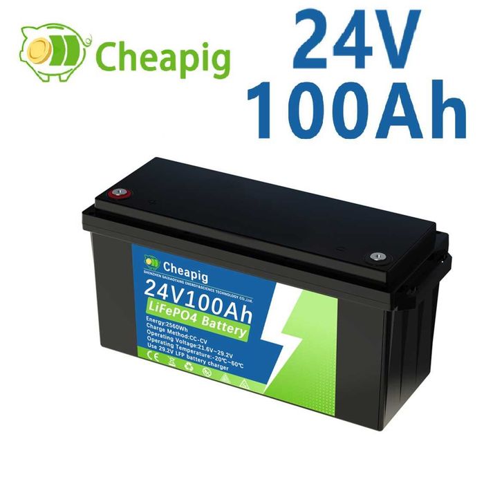 Baterie LiFePO4 Cheapig 24V 100Ah Baterii de litiu de fier fosfat construite in 100A BMS pentru panouri solare, masini electrice,scuter