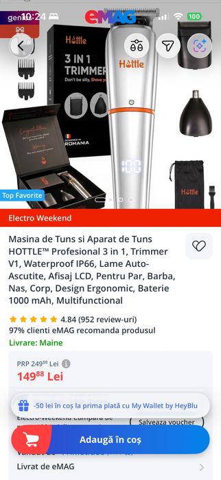 Masina de tuns  este folosita doar o data si este in stare foarte buna