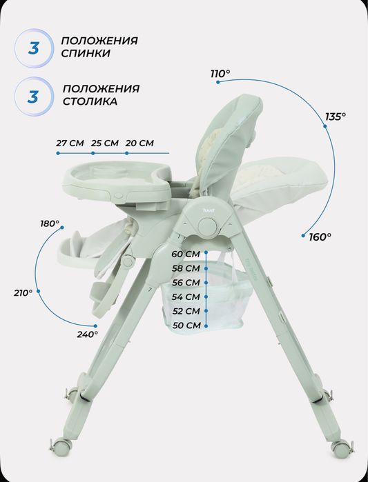 Детский стульчик для кормления откидной, два
