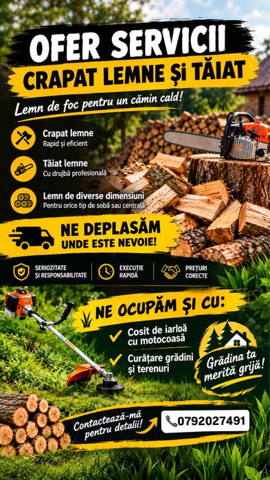 Executam luceari de debitare lemne si de ingrijirea gradinilor