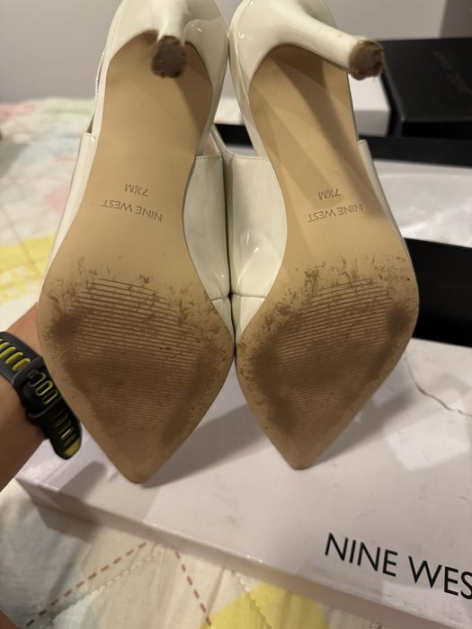 Pantofi piele stiletto albi - marimea 38 - NINE WEST
