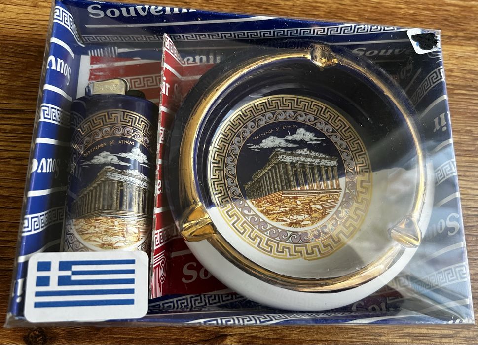 Пепелник и чашка за запалка от Гърция, ръчна изработка