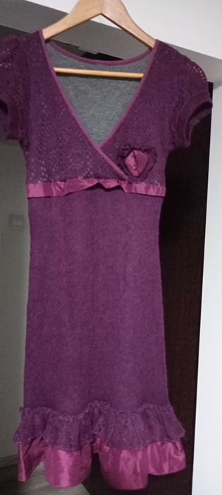 Rochie tricotata mov  Made in Italy 30% Wool 30% Mohair