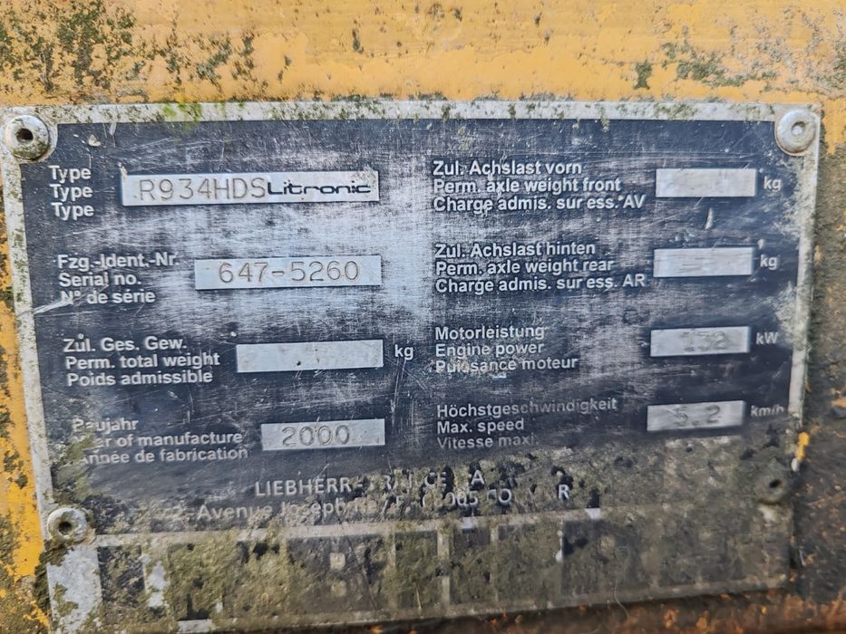 Piese Excavator Liebherr R934 HDS