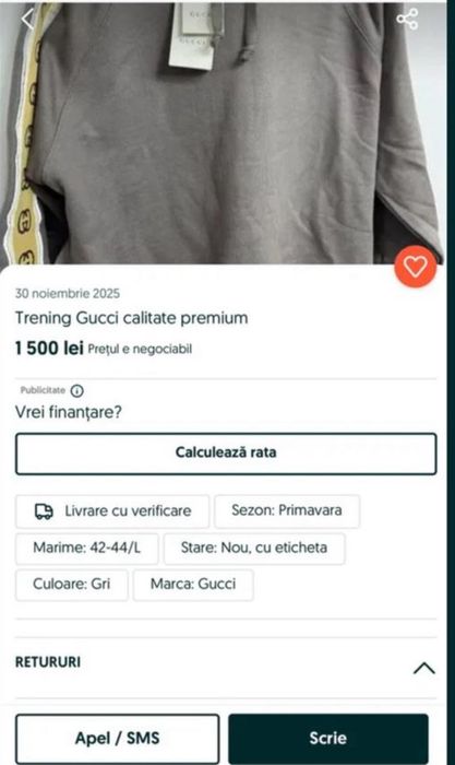 Urgent ! Ultimul preț ‼️Trening compleu GUCCI bumbac gros