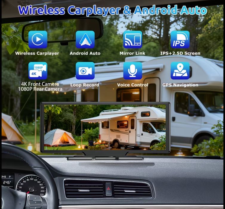 Мултимедия Essgoo 10.26 инча с carplay и androidauto + dashcam+ камера за заден ход