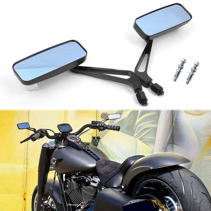 Oglindă retrovizoare dreptunghiulară pentru ghidon moto M8/M10 compatibilă Harley Road Glide/King