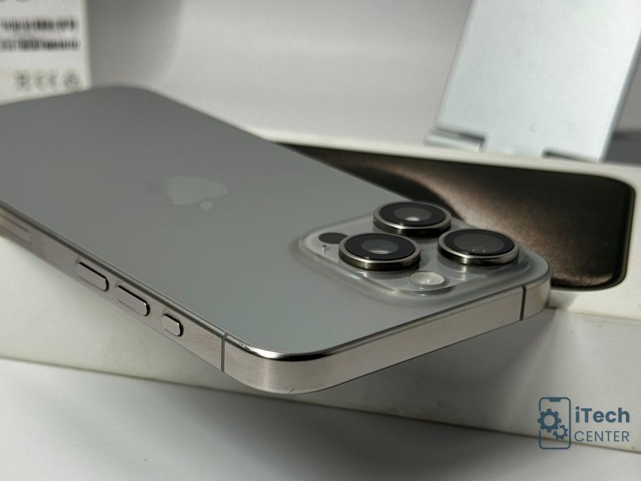 iPhone 15 Pro Max, 256GB, Natural Titanium, 100% батерия, КАТО НОВ, 1г. ГАРАНЦИЯ!