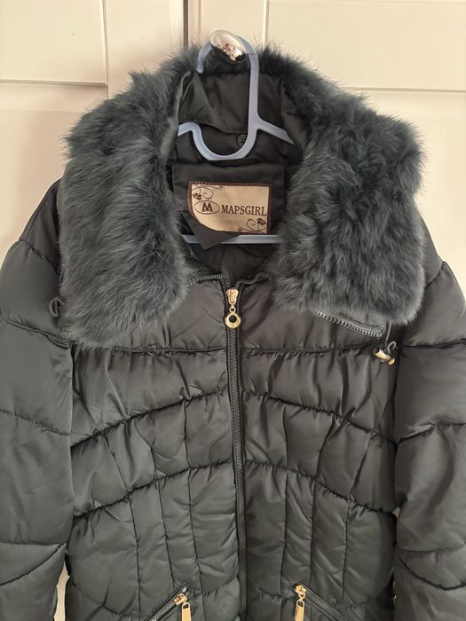 Дамско зимно яке със заешка яка, M