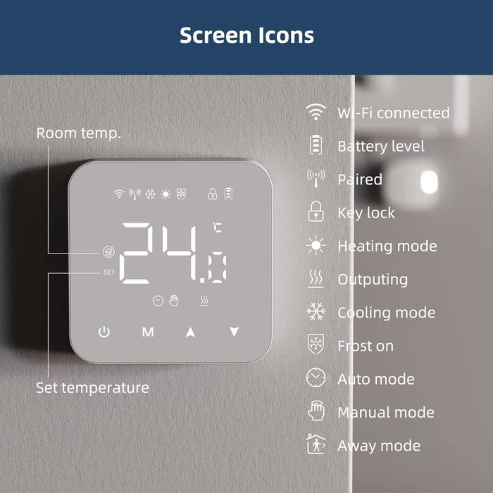 Termostat Smart Beok BOT-R3X-WIFI boiler gaz/încălzire pardoseală apă