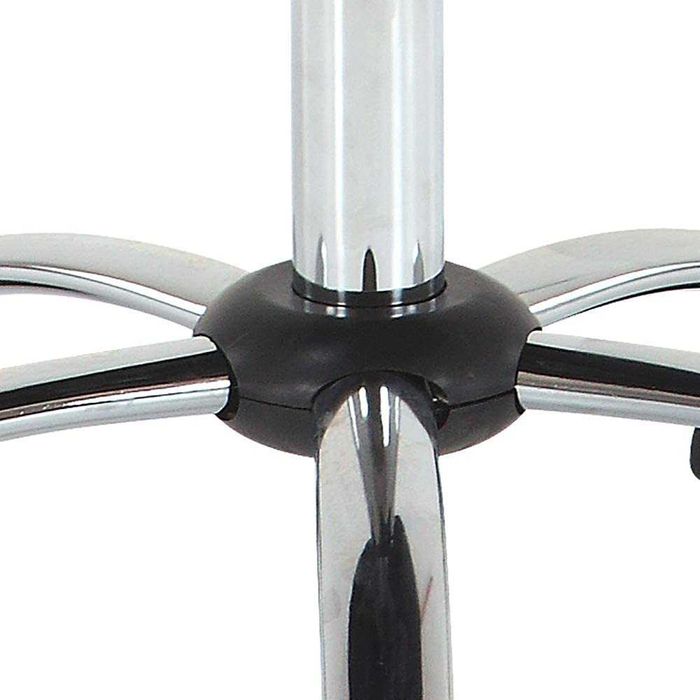 Офис стол Стол за бюро с газов механизъм, черна кожа и хромирана рамка