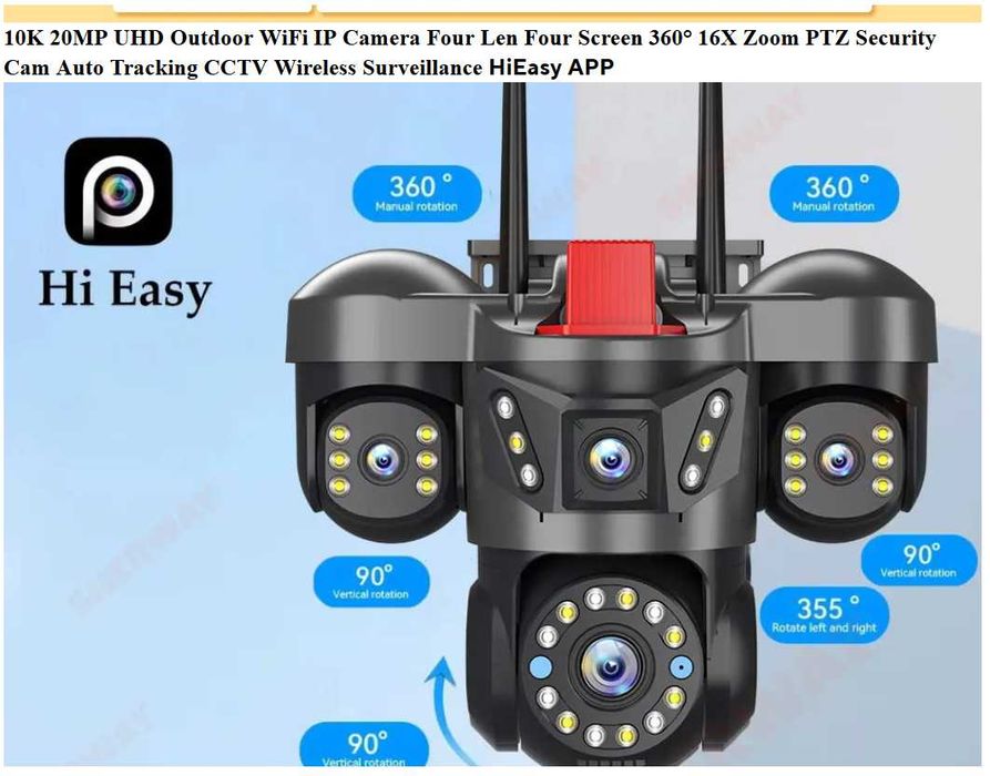 Camera Video Wifi Inteligenta 360 grade cu 4 camere active 20MP NOU*