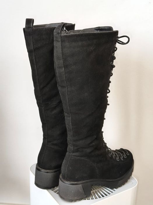 Cizme damă negre cu șiret, până la genunchi – mărime 36