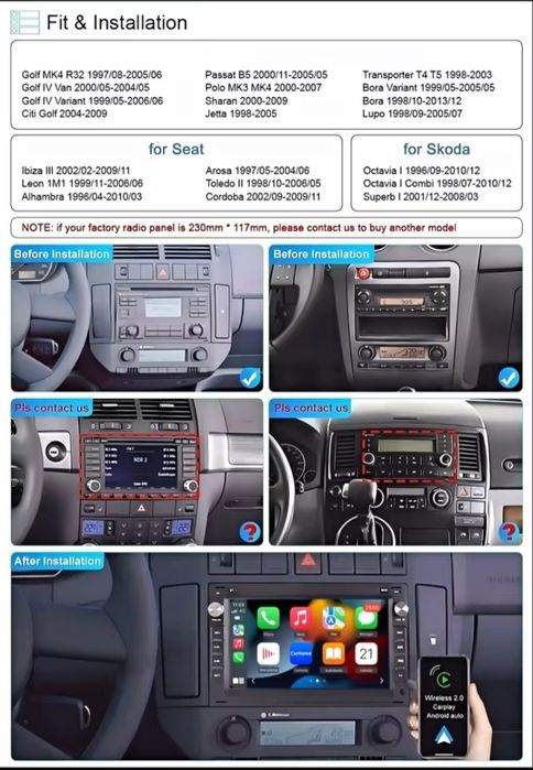 Unitate multimedia Android 2DIN + CANBUS HiWorld, compatibil VW Passat