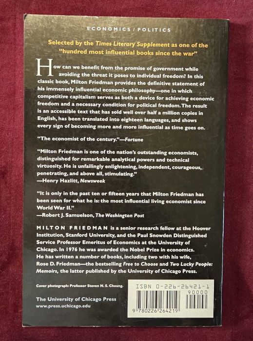 Capitalism and Freedom by Milton Friedman, 40th Anniversary Edition