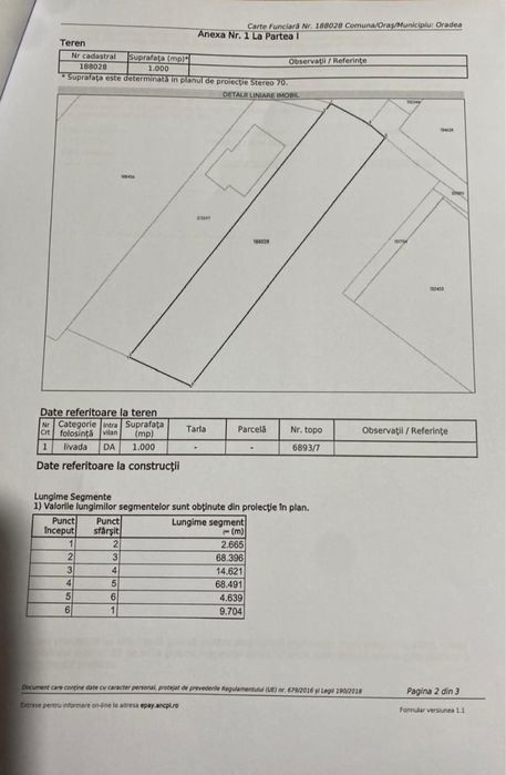 Teren Intravilan Strada Plaiului nr 30 A 1000 Mp