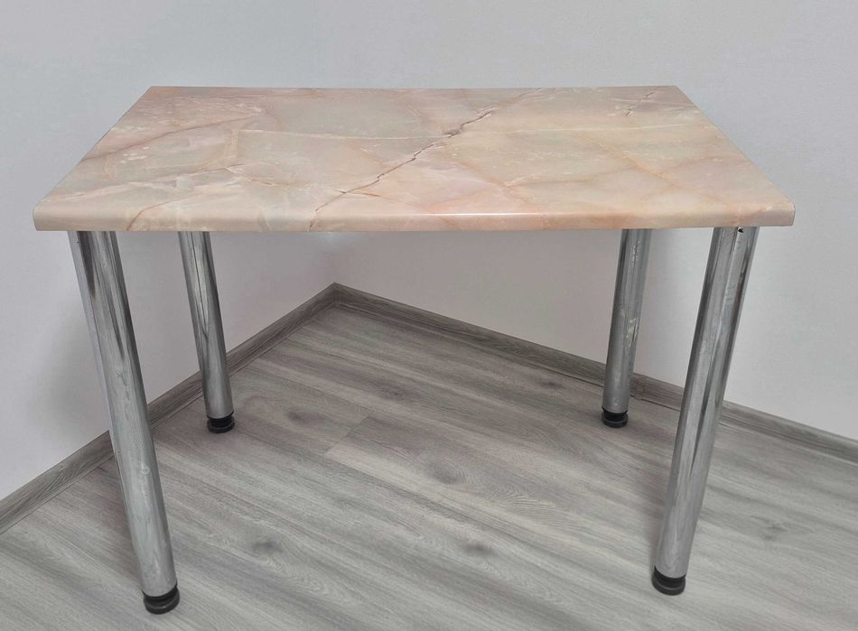 Masă Bucătărie 100 cm cu Blat Termorezistent (Aspect Marmură)