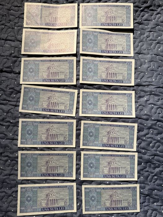 14 bancnote 100 lei 1966 – serii consecutive 296851–296864