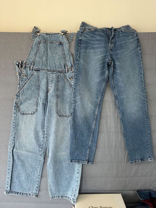 Дънки и гащеризон  ZARA  всички заедно.