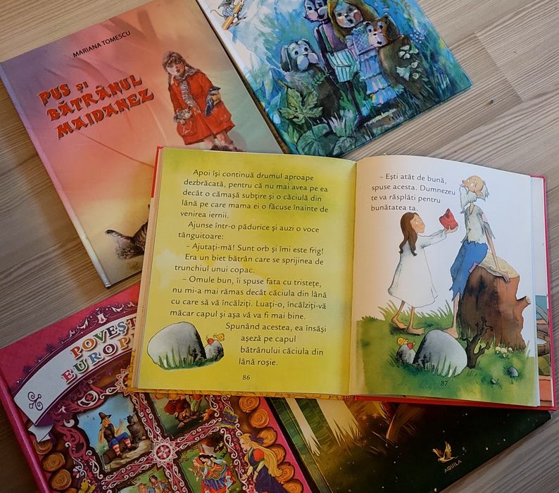 Set carti povesti cartonate cu pagini lucioase si ilustratii