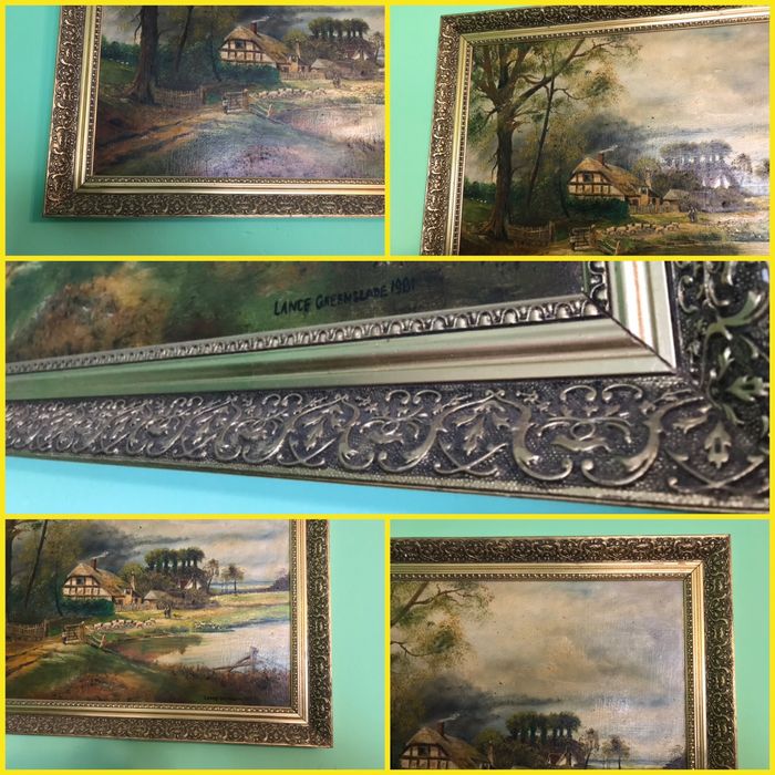 Pictura Tablou vintage in ulei pe PFL, din UK 71 x 58cm