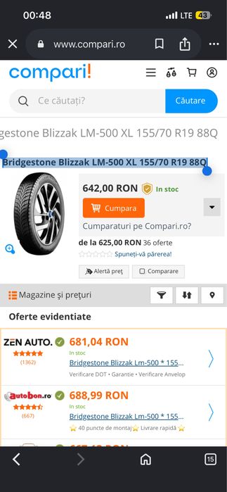 Bridgestone Blizzak LM-500 XL 155/70 R19 88Q