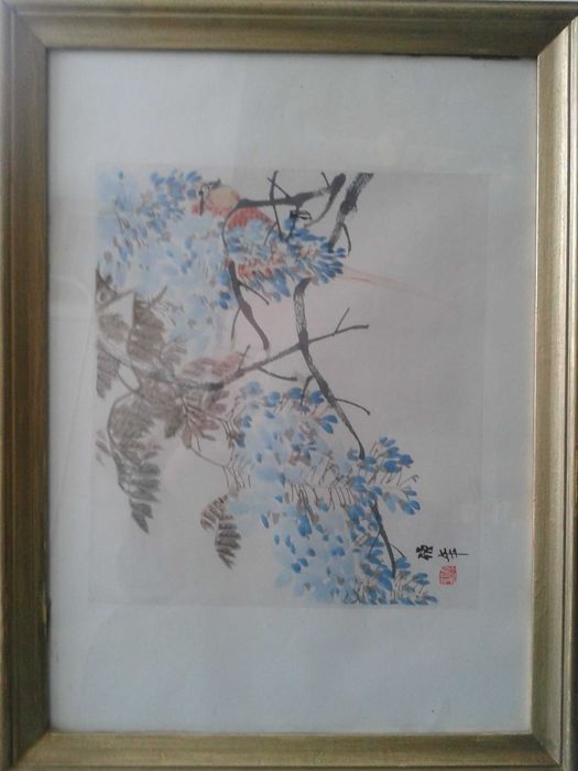 ARTA! Acuarela originala CHINA, 30X40 cm, semnatura si stampila manuf.