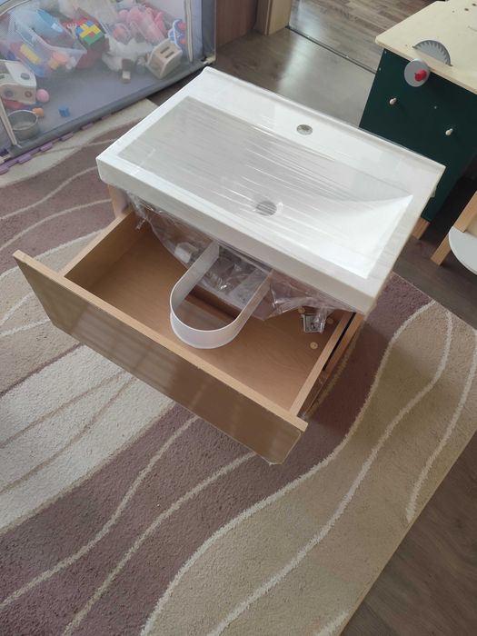 PVC Мебел за баня FORLI 60 OAK - Шкаф + Мифка