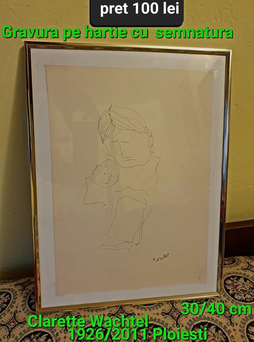 Gravura pe hartie cu semnatura