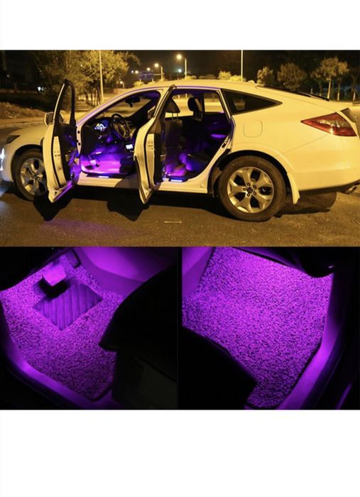 Kit 4 benzi 12LED RGB interior auto multicolore cu telecomanda,