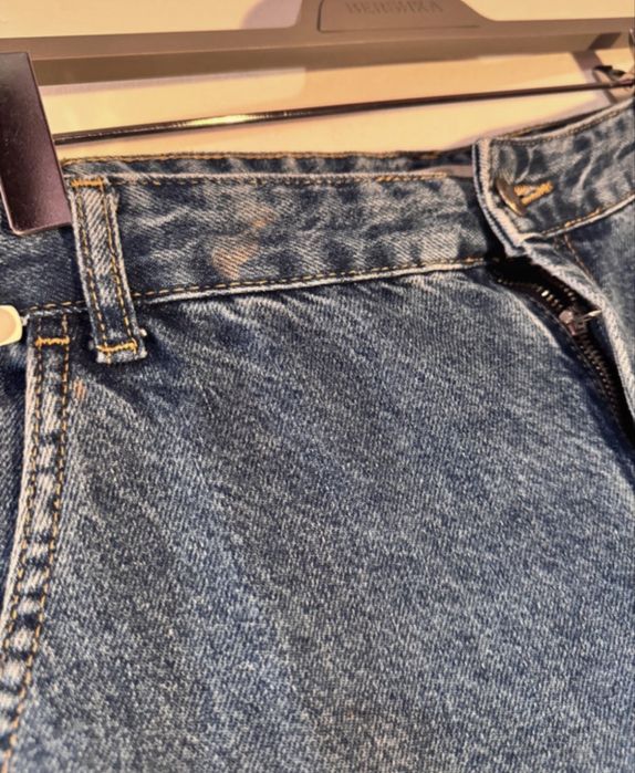 Blugi albastri, talie inalta, Cargo, Stradivarius, 36(S)