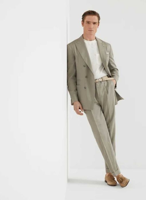 Costum double breasted 46 S de lux Atelier Torino in si bumbac respira