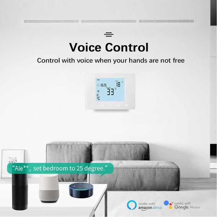 Termostat smart Wifi pentru centrala/boiler cu Alexa și Google, Funcție Programabilă Calitate inalta, Italia