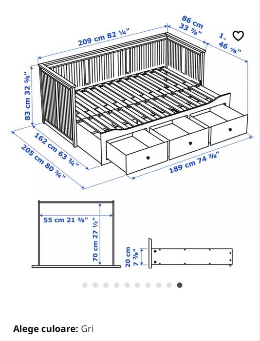 Divan Ikea extensibil - culoare gri