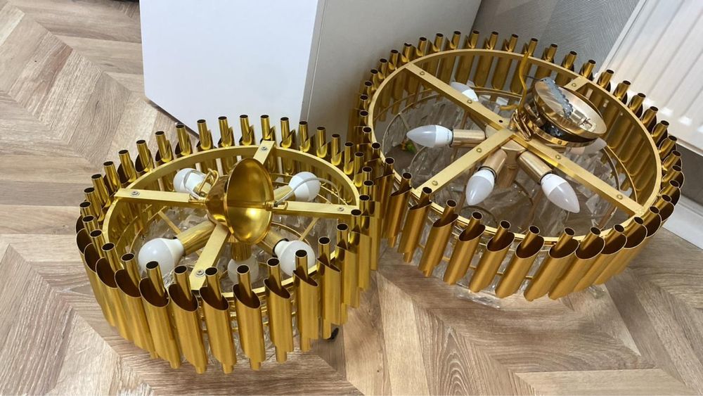 Комплект хрустальных люстр в стиле Ар-деко (Золото) — 3 шт.