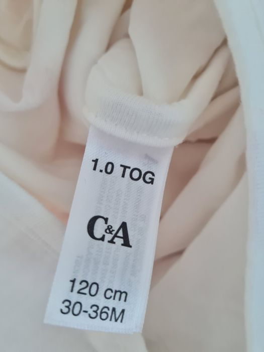 Vând sac de dormit, nou, din bumbac, 130 cm,  1 TOG, marca C&A,