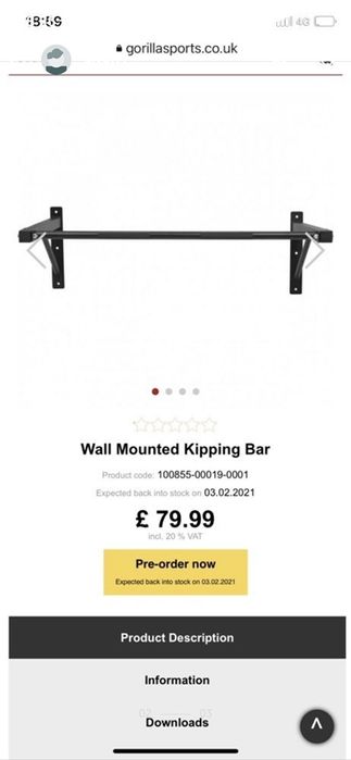 Bara tractiuni cu prindere de tavan si perete noua 200 kg Germany 200