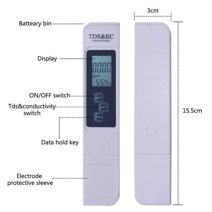 TDS, EC meter (ТДС, ЕС метр); 3 в 1
