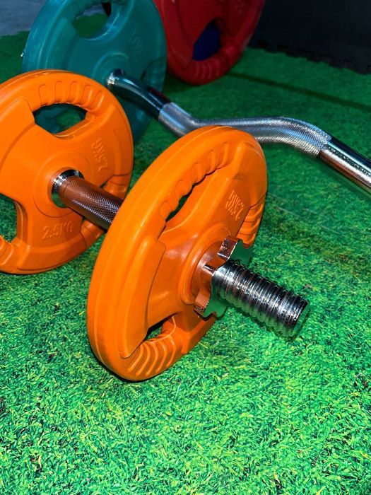 Pachet Fitness Discuri de fier cauciucate cu prindere - 185 kg