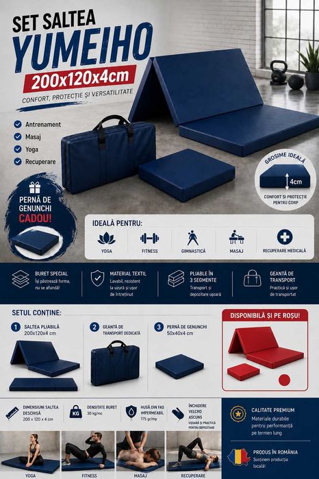 Saltea Yumeiho 200x120x4 cm Set complet